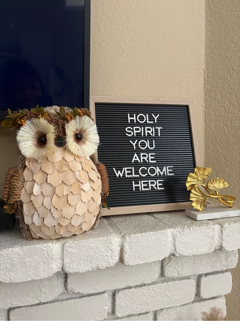 Cost Plus World Market Cream and Brown Rustic Owl Figurine